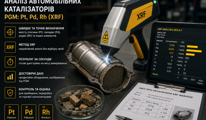 Аналіз автомобільних каталізаторів (PGM: Pt, Pd, Rh)