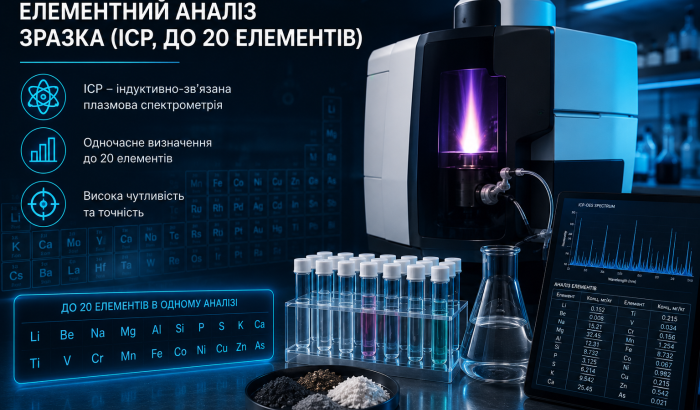 Елементний аналіз зразка (ICP, до 20 елементів)
