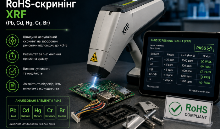 RoHS-скринінг (Pb, Cd, Hg, Cr, Br)